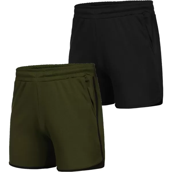 COOFANDY Men's Gym Workout Shorts 5 Inch 2 Pack Athletic Running Shorts Quick Dry Sport Training Shorts with Pockets)