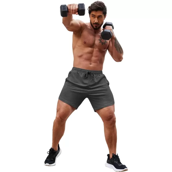 COOFANDY Mens Gym Workout Shorts 7 Inch Athletic Shorts 2 Pack Lightweight Bodybuilding Training Short Pants with Pocket