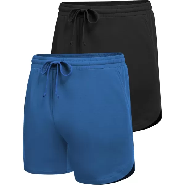 COOFANDY Mens Gym Workout Shorts 7 Inch Athletic Shorts 2 Pack Lightweight Bodybuilding Training Short Pants with Pocket