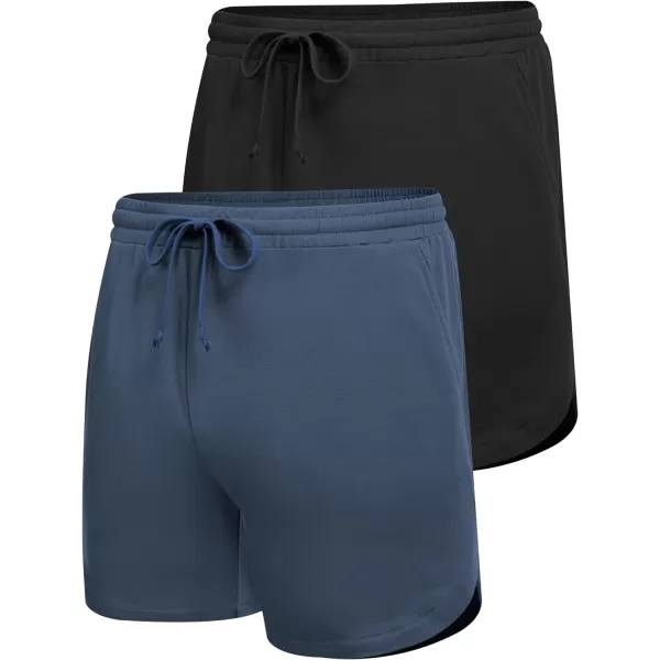 COOFANDY Mens Gym Workout Shorts 7 Inch Athletic Shorts 2 Pack Lightweight Bodybuilding Training Short Pants with Pocket