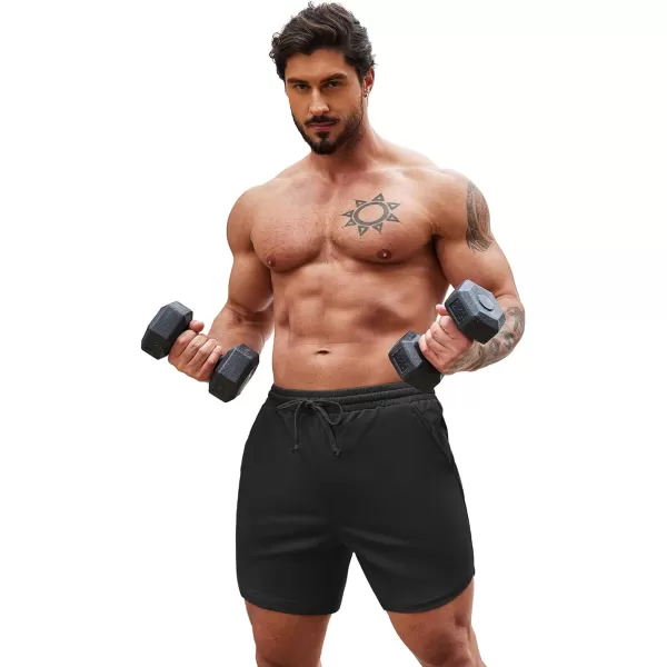 COOFANDY Mens Gym Workout Shorts 7 Inch Athletic Shorts 2 Pack Lightweight Bodybuilding Training Short Pants with Pocket