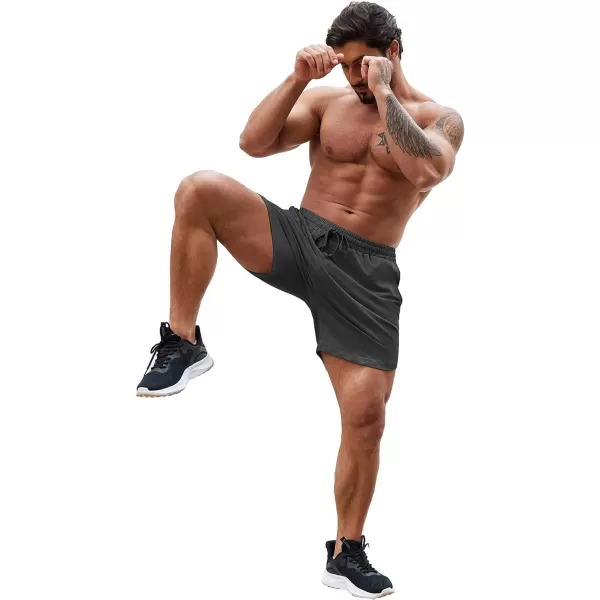 COOFANDY Mens Gym Workout Shorts 7 Inch Athletic Shorts 2 Pack Lightweight Bodybuilding Training Short Pants with Pocket