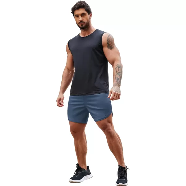 COOFANDY Mens Gym Workout Shorts 7 Inch Athletic Shorts 2 Pack Lightweight Bodybuilding Training Short Pants with Pocket