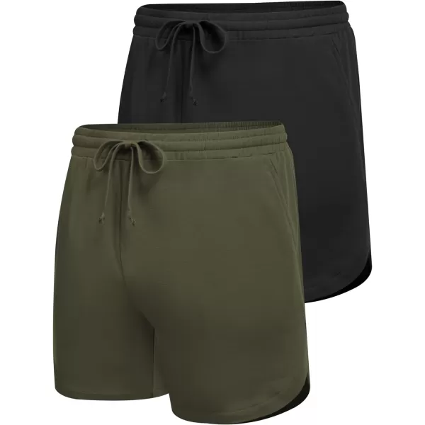 COOFANDY Mens Gym Workout Shorts 7 Inch Athletic Shorts 2 Pack Lightweight Bodybuilding Training Short Pants with Pocket