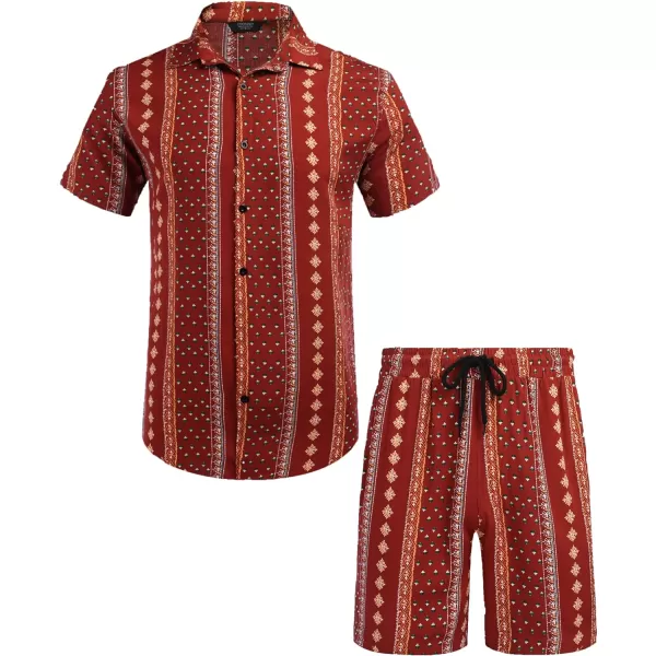 COOFANDY Men's Hawaiian Matching Set Summer Beach 2 Piece Outfits Flower Shirts and Shorts