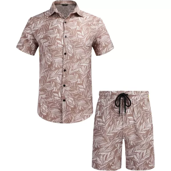 COOFANDY Men's Hawaiian Matching Set Summer Beach 2 Piece Outfits Flower Shirts and Shorts