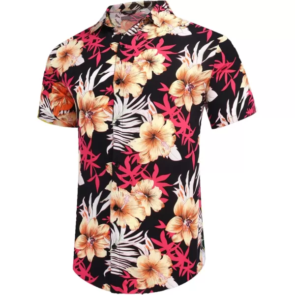 COOFANDY Men's Hawaiian Matching Set Summer Beach 2 Piece Outfits Flower Shirts and Shorts