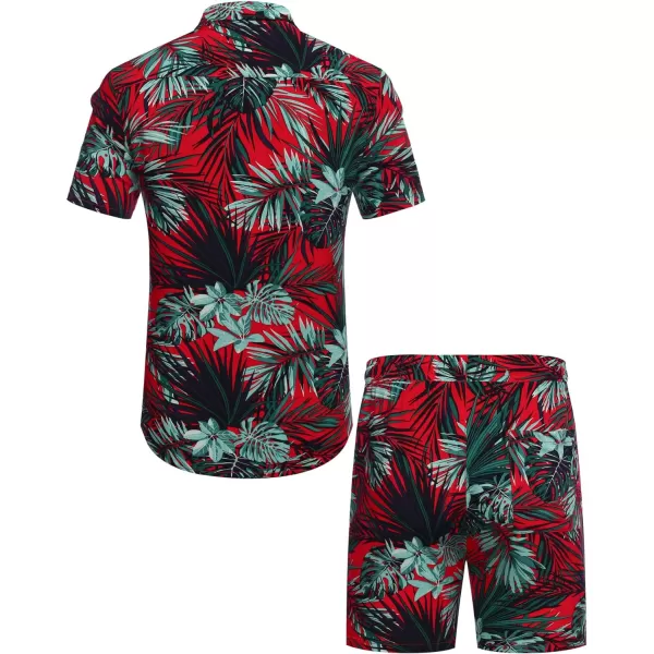 COOFANDY Men's Hawaiian Matching Set Summer Beach 2 Piece Outfits Flower Shirts and Shorts