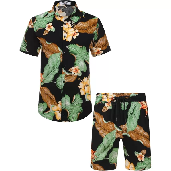 COOFANDY Men's Hawaiian Matching Set Summer Beach 2 Piece Outfits Flower Shirts and Shorts