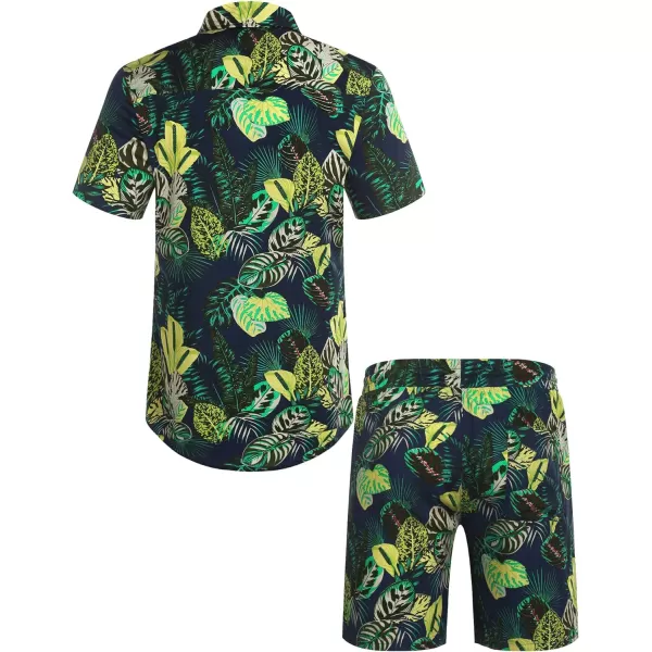 COOFANDY Men's Hawaiian Matching Set Summer Beach 2 Piece Outfits Flower Shirts and Shorts