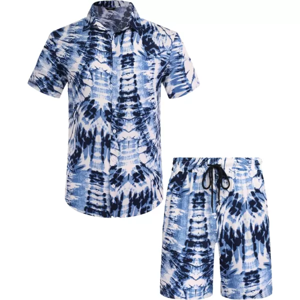 COOFANDY Men's Hawaiian Matching Set Summer Beach 2 Piece Outfits Flower Shirts and Shorts