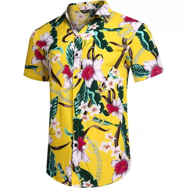 COOFANDY Men's Hawaiian Matching Set Summer Beach 2 Piece Outfits Flower Shirts and Shorts