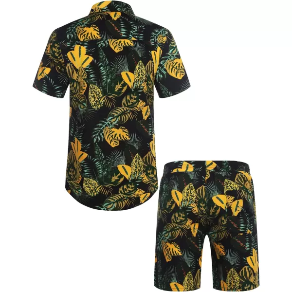 COOFANDY Men's Hawaiian Matching Set Summer Beach 2 Piece Outfits Flower Shirts and Shorts