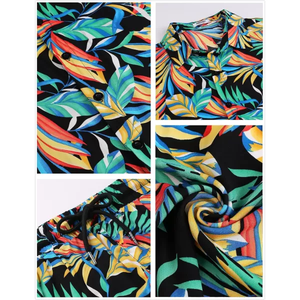 COOFANDY Men's Hawaiian Matching Set Summer Beach 2 Piece Outfits Flower Shirts and Shorts