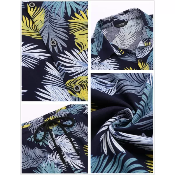 COOFANDY Men's Hawaiian Matching Set Summer Beach 2 Piece Outfits Flower Shirts and Shorts