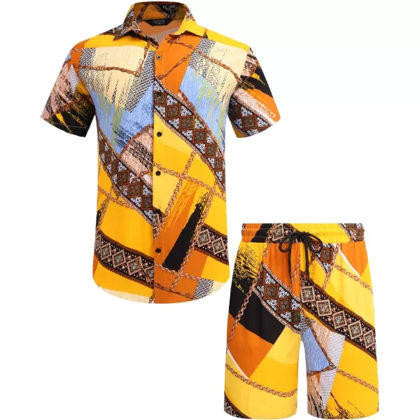 COOFANDY Men's Hawaiian Matching Set Summer Beach 2 Piece Outfits Flower Shirts and Shorts