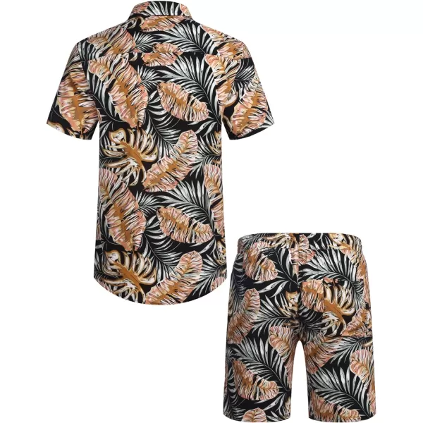 COOFANDY Men's Hawaiian Matching Set Summer Beach 2 Piece Outfits Flower Shirts and Shorts