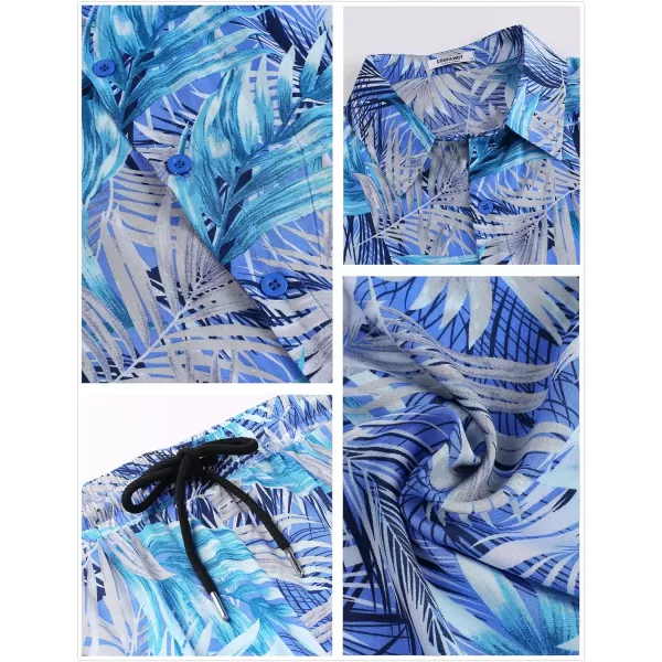COOFANDY Men's Hawaiian Matching Set Summer Beach 2 Piece Outfits Flower Shirts and Shorts