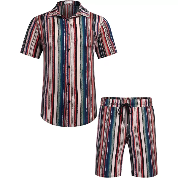 COOFANDY Men's Hawaiian Matching Set Summer Beach 2 Piece Outfits Flower Shirts and Shorts