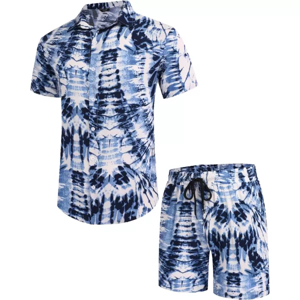 COOFANDY Men's Hawaiian Matching Set Summer Beach 2 Piece Outfits Flower Shirts and Shorts
