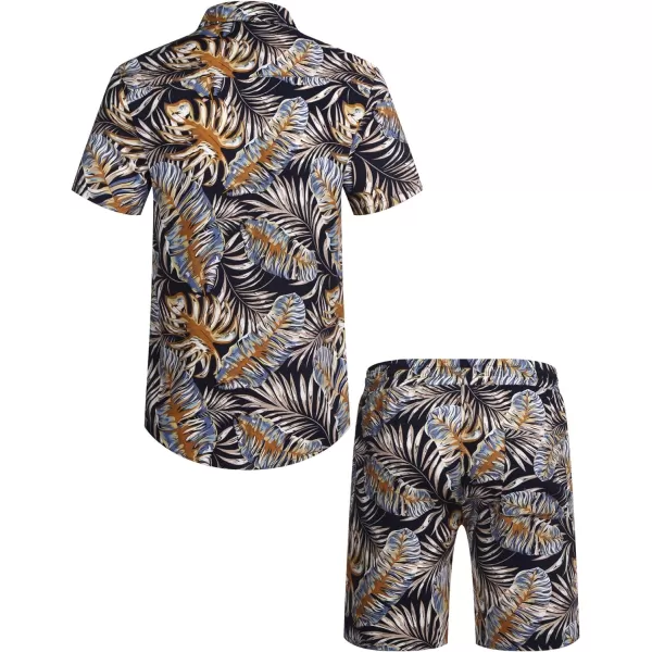 COOFANDY Men's Hawaiian Matching Set Summer Beach 2 Piece Outfits Flower Shirts and Shorts