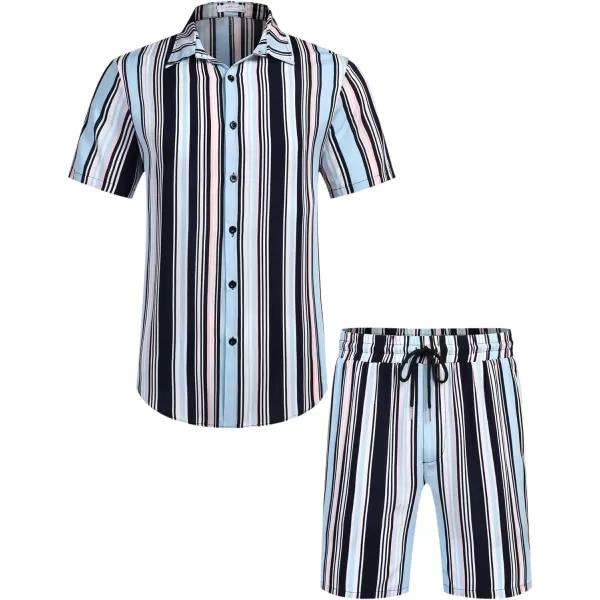 COOFANDY Men's Hawaiian Matching Set Summer Beach 2 Piece Outfits Flower Shirts and Shorts