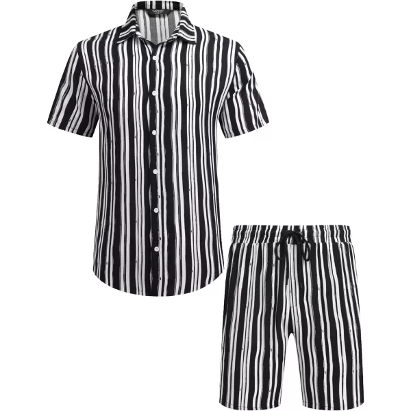 COOFANDY Men's Hawaiian Matching Set Summer Beach 2 Piece Outfits Flower Shirts and Shorts