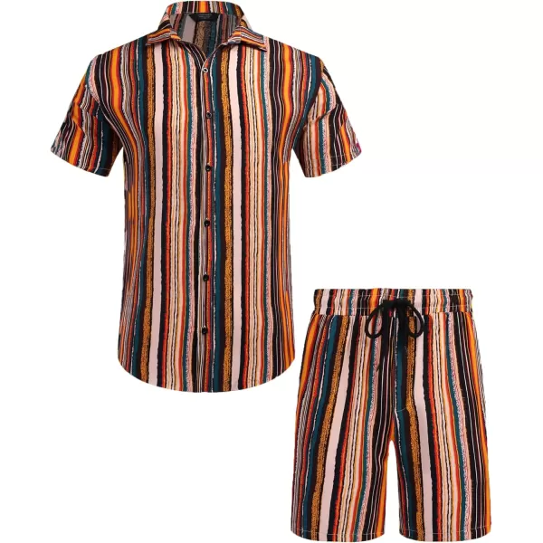 COOFANDY Men's Hawaiian Matching Set Summer Beach 2 Piece Outfits Flower Shirts and Shorts