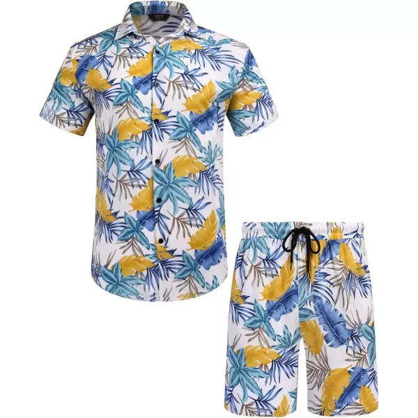 COOFANDY Men's Hawaiian Matching Set Summer Beach 2 Piece Outfits Flower Shirts and Shorts