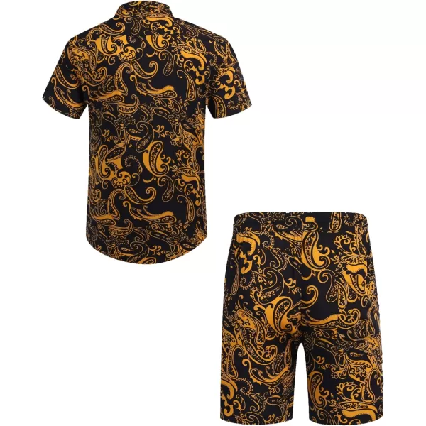 COOFANDY Men's Hawaiian Matching Set Summer Beach 2 Piece Outfits Flower Shirts and Shorts