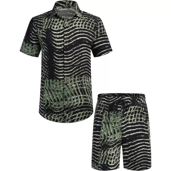 COOFANDY Men's Hawaiian Matching Set Summer Beach 2 Piece Outfits Flower Shirts and Shorts