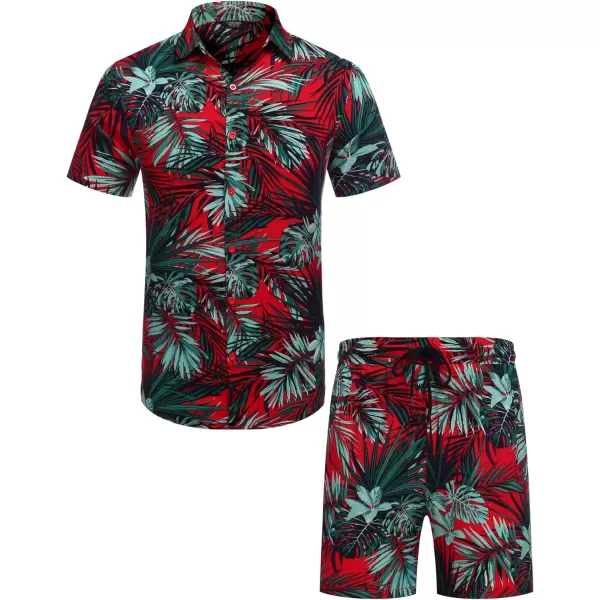 COOFANDY Men's Hawaiian Matching Set Summer Beach 2 Piece Outfits Flower Shirts and Shorts