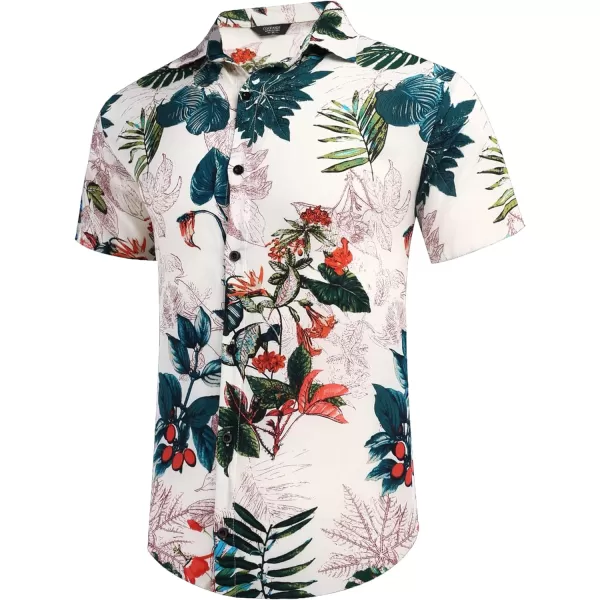 COOFANDY Men's Hawaiian Matching Set Summer Beach 2 Piece Outfits Flower Shirts and Shorts