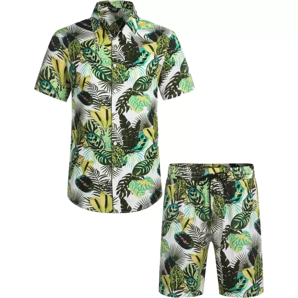 COOFANDY Men's Hawaiian Matching Set Summer Beach 2 Piece Outfits Flower Shirts and Shorts