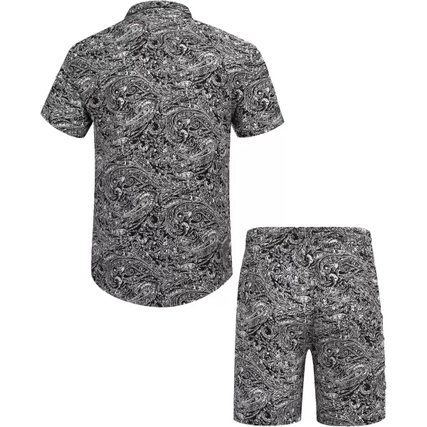 COOFANDY Men's Hawaiian Matching Set Summer Beach 2 Piece Outfits Flower Shirts and Shorts
