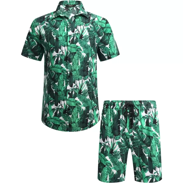 COOFANDY Men's Hawaiian Matching Set Summer Beach 2 Piece Outfits Flower Shirts and Shorts