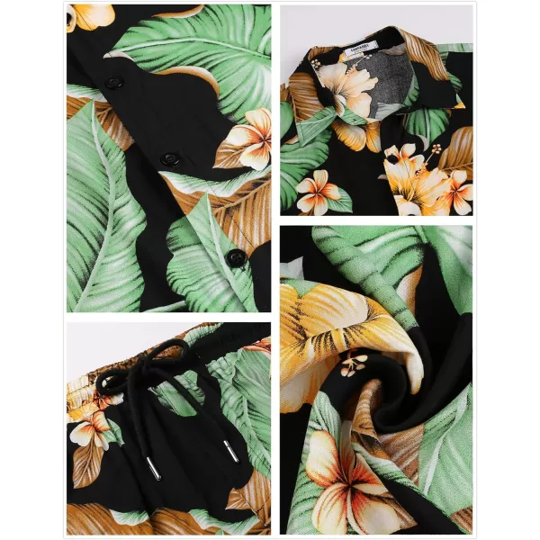 COOFANDY Men's Hawaiian Matching Set Summer Beach 2 Piece Outfits Flower Shirts and Shorts