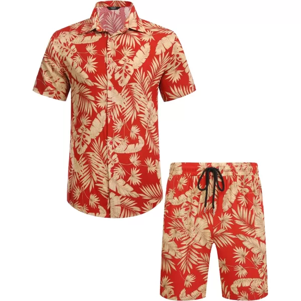 COOFANDY Men's Hawaiian Matching Set Summer Beach 2 Piece Outfits Flower Shirts and Shorts