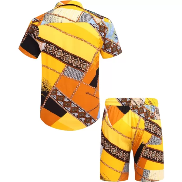 COOFANDY Men's Hawaiian Matching Set Summer Beach 2 Piece Outfits Flower Shirts and Shorts