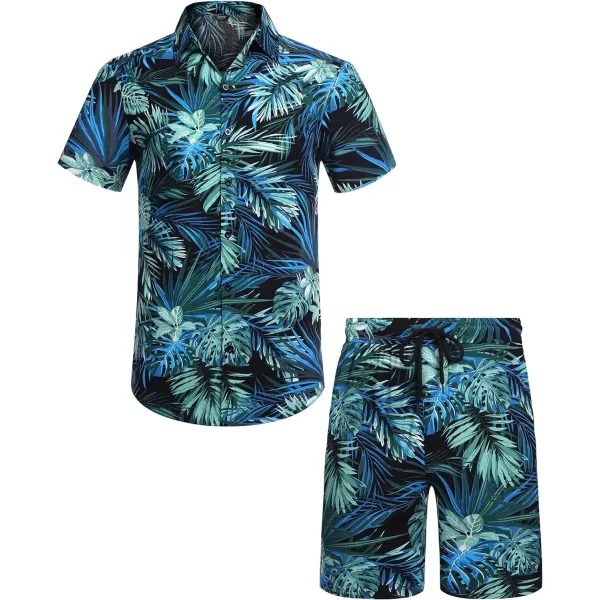 COOFANDY Men's Hawaiian Matching Set Summer Beach 2 Piece Outfits Flower Shirts and Shorts