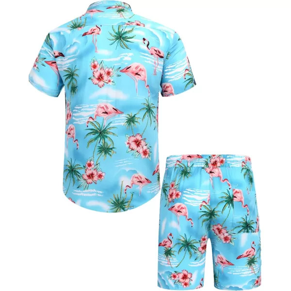 COOFANDY Men's Hawaiian Matching Set Summer Beach 2 Piece Outfits Flower Shirts and Shorts