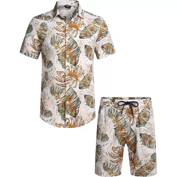 COOFANDY Men's Hawaiian Matching Set Summer Beach 2 Piece Outfits Flower Shirts and Shorts