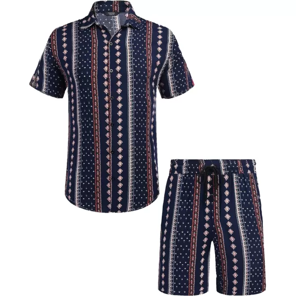 COOFANDY Men's Hawaiian Matching Set Summer Beach 2 Piece Outfits Flower Shirts and Shorts