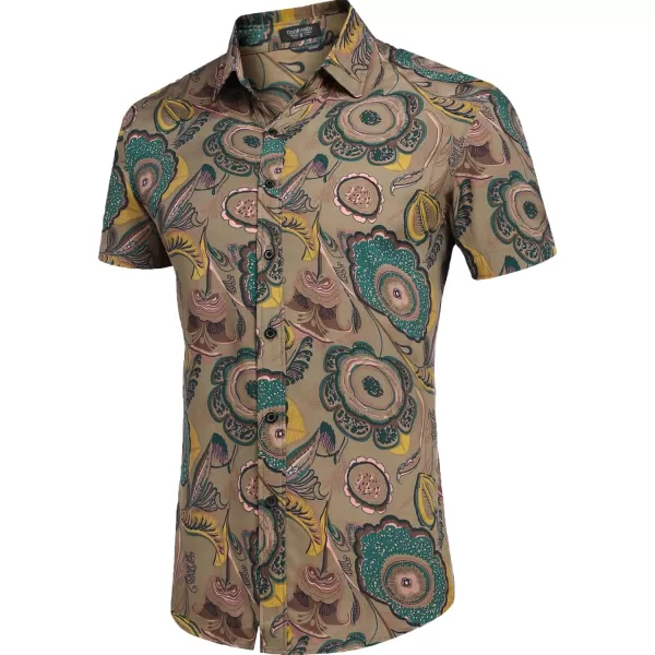 COOFANDY Men's Hawaiian Matching Set Summer Beach 2 Piece Outfits Flower Shirts and Shorts