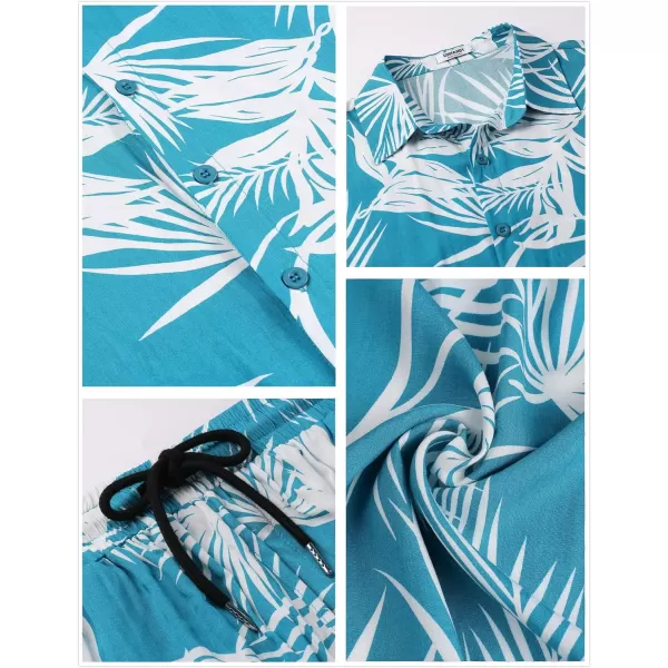 COOFANDY Men's Hawaiian Matching Set Summer Beach 2 Piece Outfits Flower Shirts and Shorts