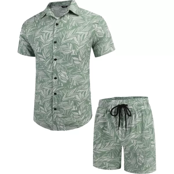 COOFANDY Men's Hawaiian Matching Set Summer Beach 2 Piece Outfits Flower Shirts and Shorts