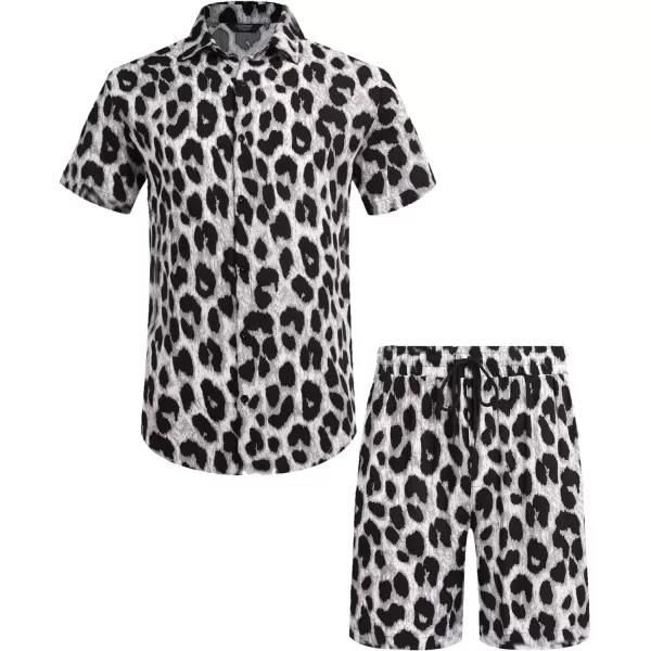 COOFANDY Men's Hawaiian Matching Set Summer Beach 2 Piece Outfits Flower Shirts and Shorts