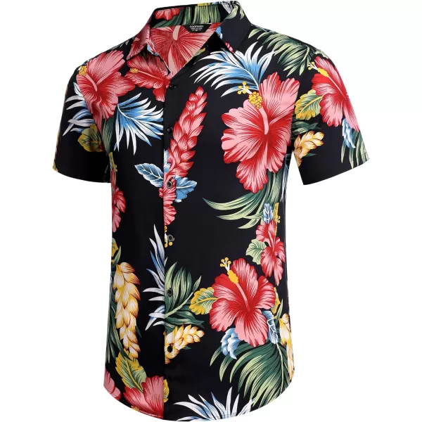 COOFANDY Men's Hawaiian Matching Set Summer Beach 2 Piece Outfits Flower Shirts and Shorts