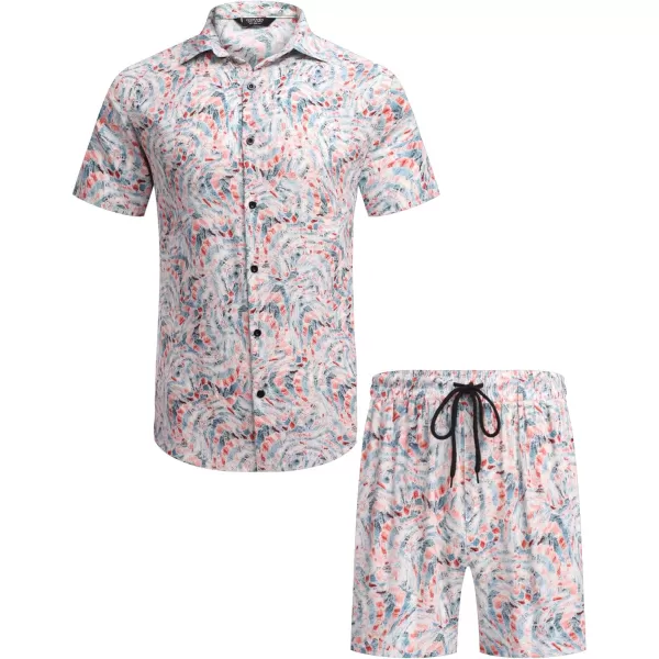 COOFANDY Men's Hawaiian Matching Set Summer Beach 2 Piece Outfits Flower Shirts and Shorts