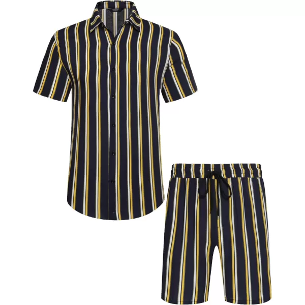 COOFANDY Men's Hawaiian Matching Set Summer Beach 2 Piece Outfits Flower Shirts and Shorts